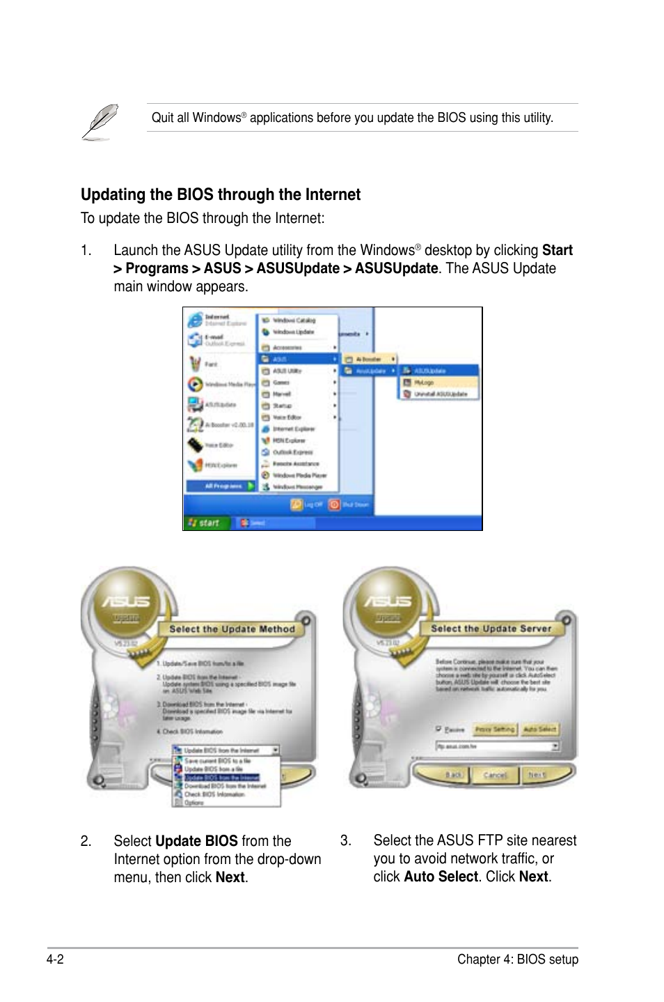 Updating the bios through the internet | Asus P5N-D User Manual | Page 68 / 164