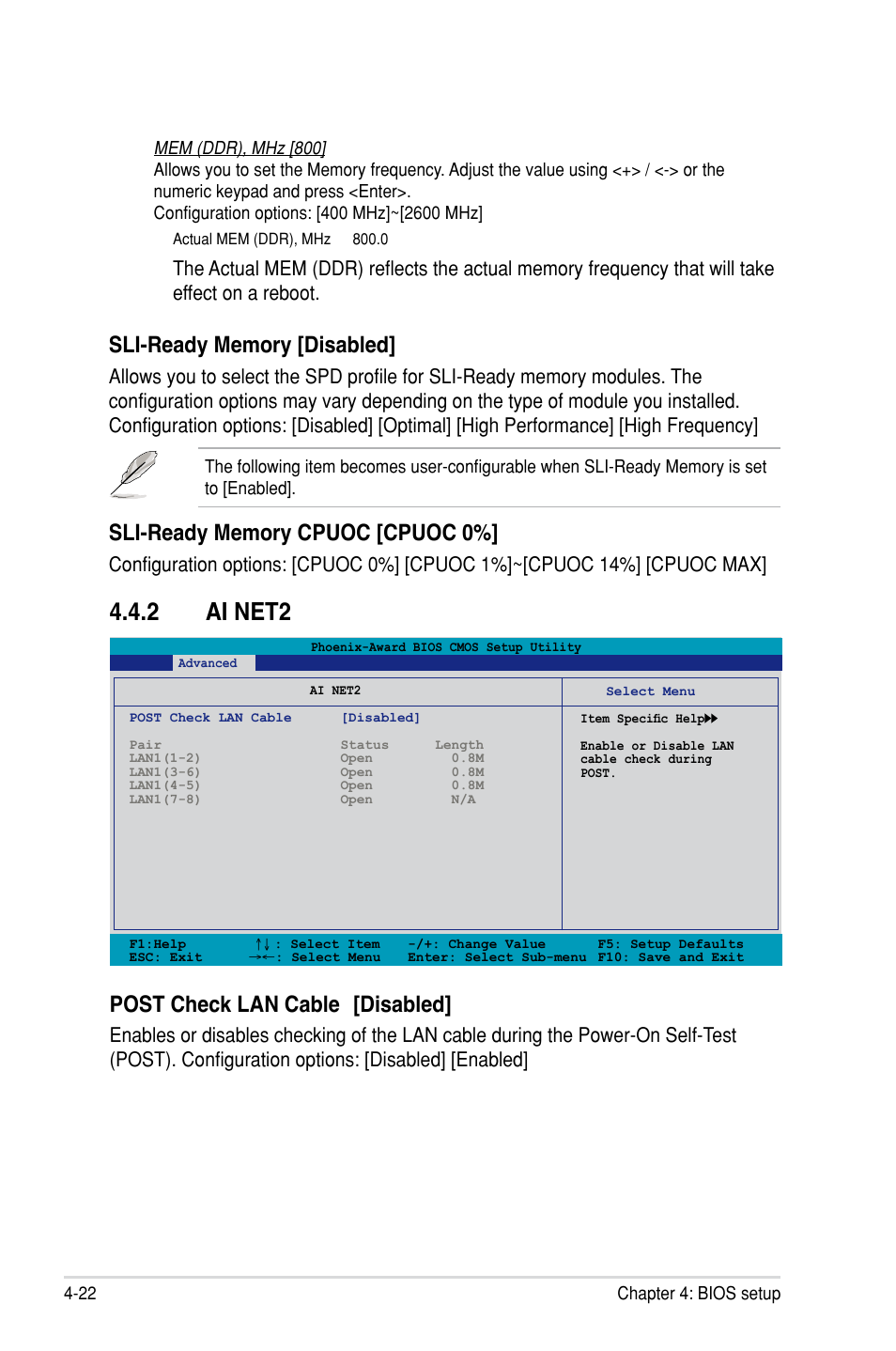 2 ai net2, Ai net2 -22, Post check lan cable [disabled | Asus P5N-D User Manual | Page 88 / 164
