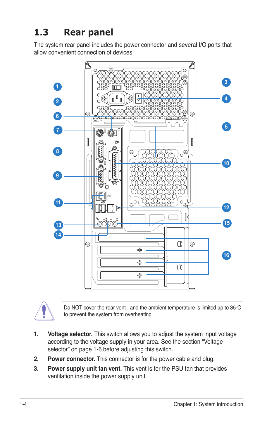 3 rear panel, Rear.panel -4 | Asus V6-P5G31E User Manual | Page 14 / 70