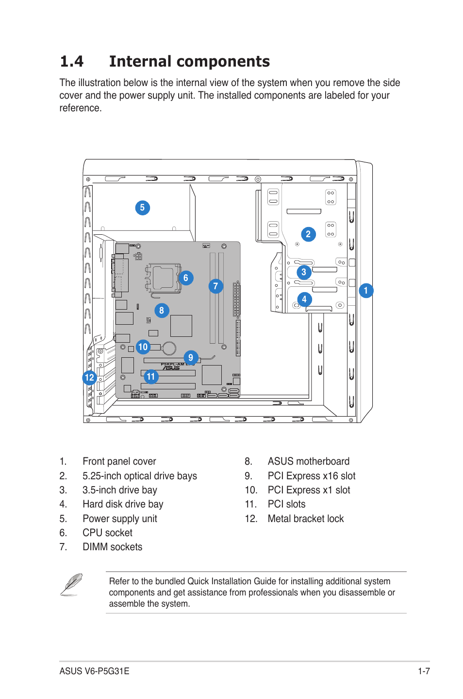 4 internal components, Internal.components -7 | Asus V6-P5G31E User Manual | Page 17 / 70