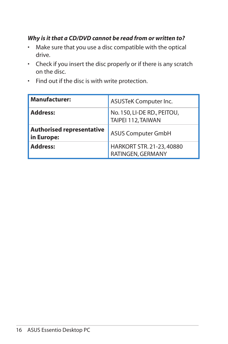 Asus CP5140 User Manual | Page 16 / 16