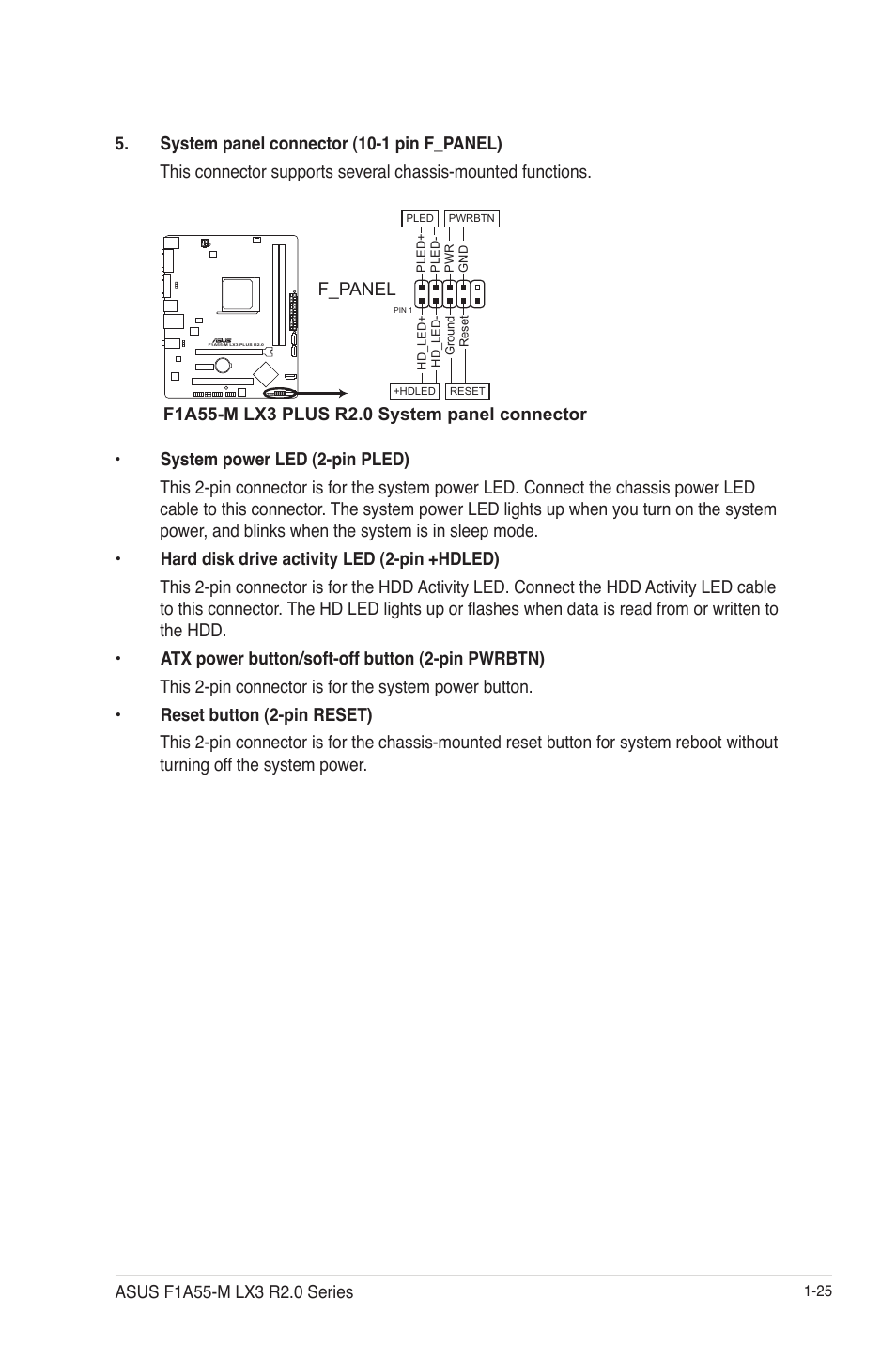 F_panel | Asus F1A55-M LX3 R2.0 User Manual | Page 35 / 69