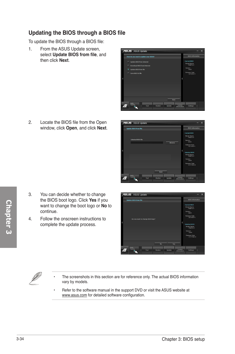 Chapter 3, Updating the bios through a bios file | Asus P8B75-V User Manual | Page 92 / 133