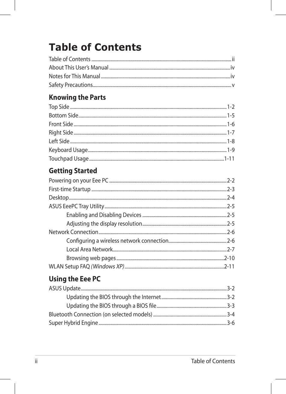 Asus Eee PC 1005HA User Manual | Page 2 / 60