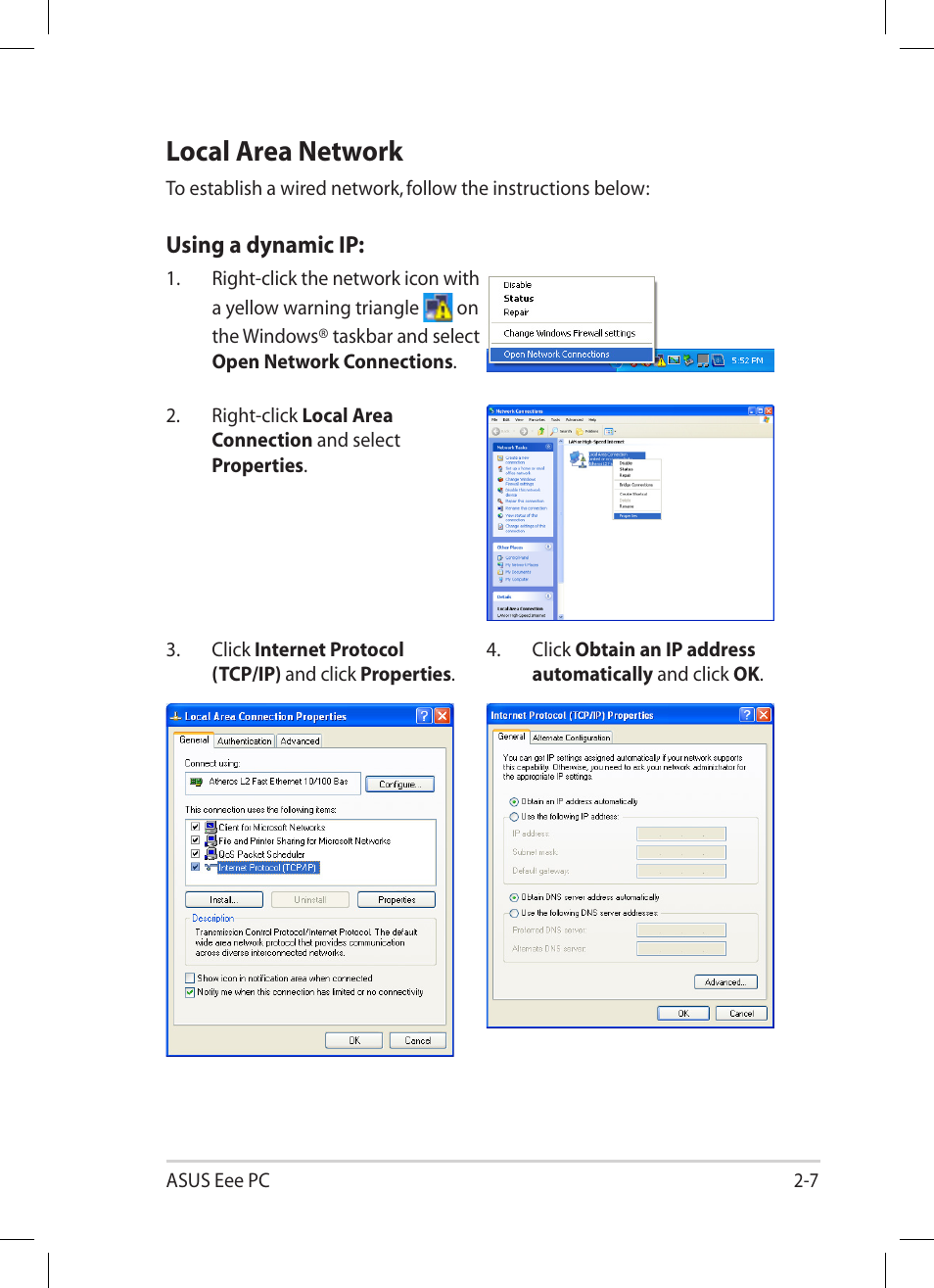 Local area network, Local area network -7 | Asus Eee PC 1005HA User Manual | Page 27 / 60