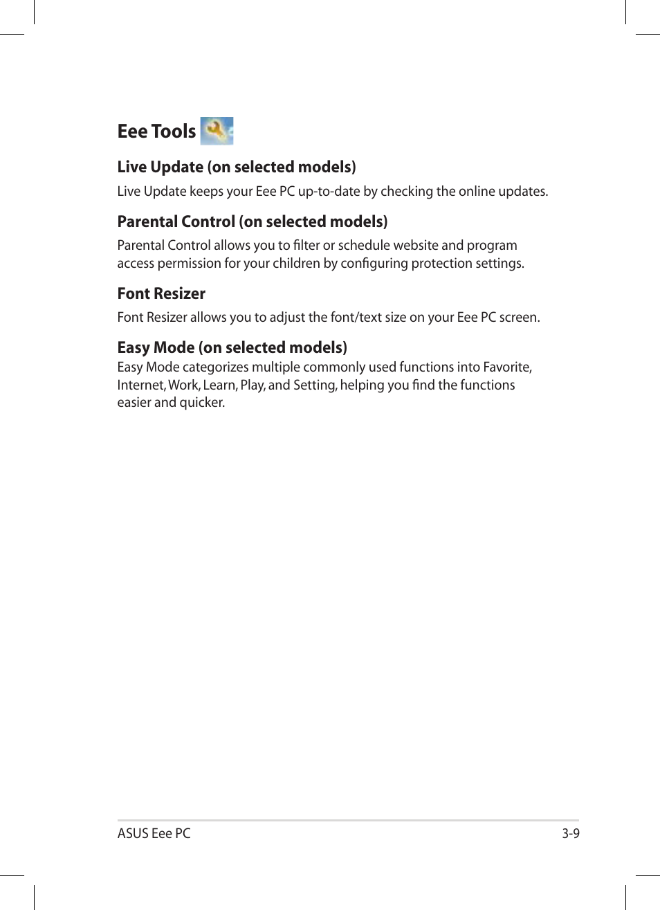 Eee tools, Eee tools -9 | Asus Eee PC 1005HA User Manual | Page 41 / 60