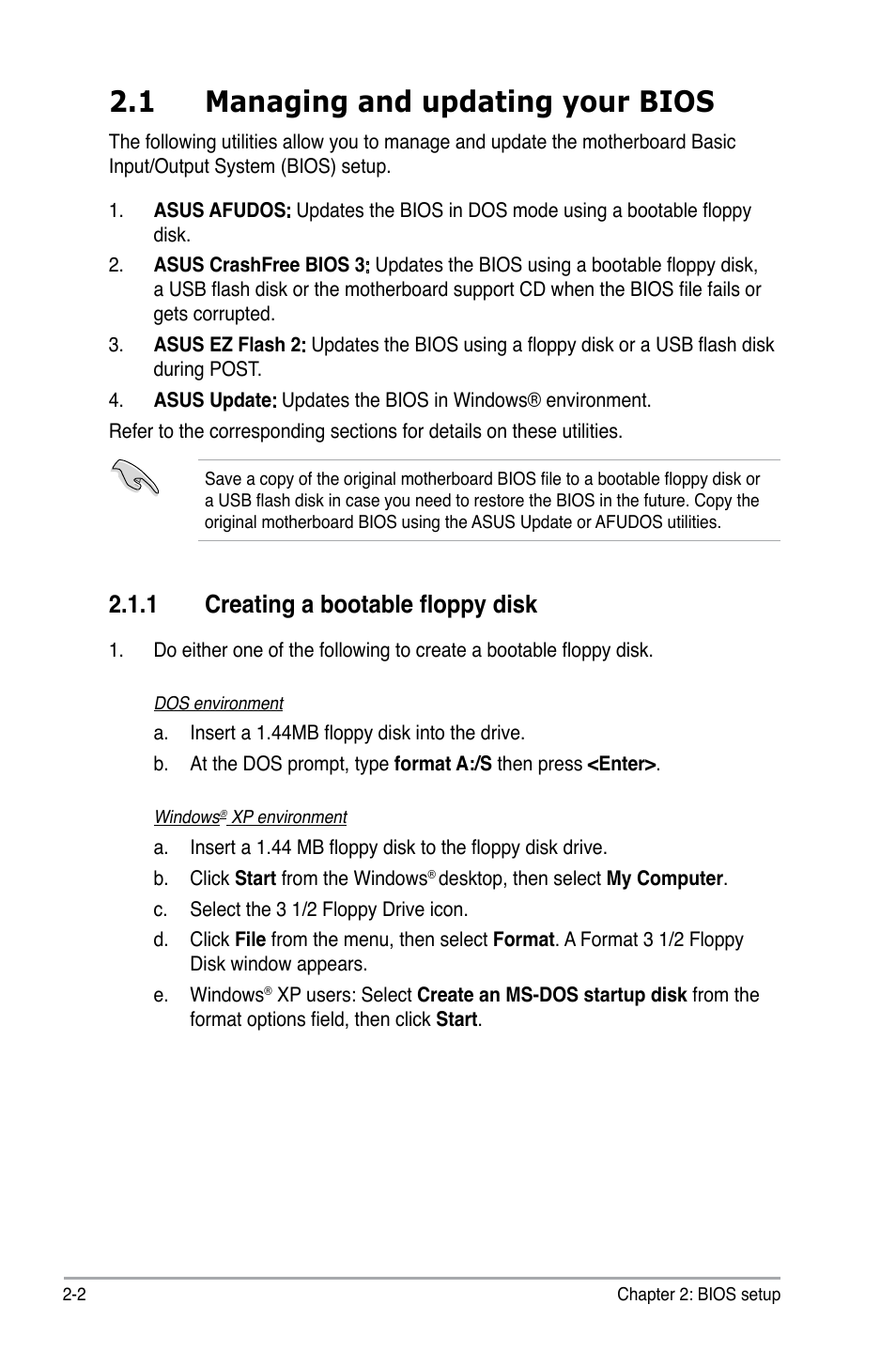 1 managing and updating your bios, 1 creating a bootable floppy disk | Asus M3N78-EH User Manual | Page 46 / 94