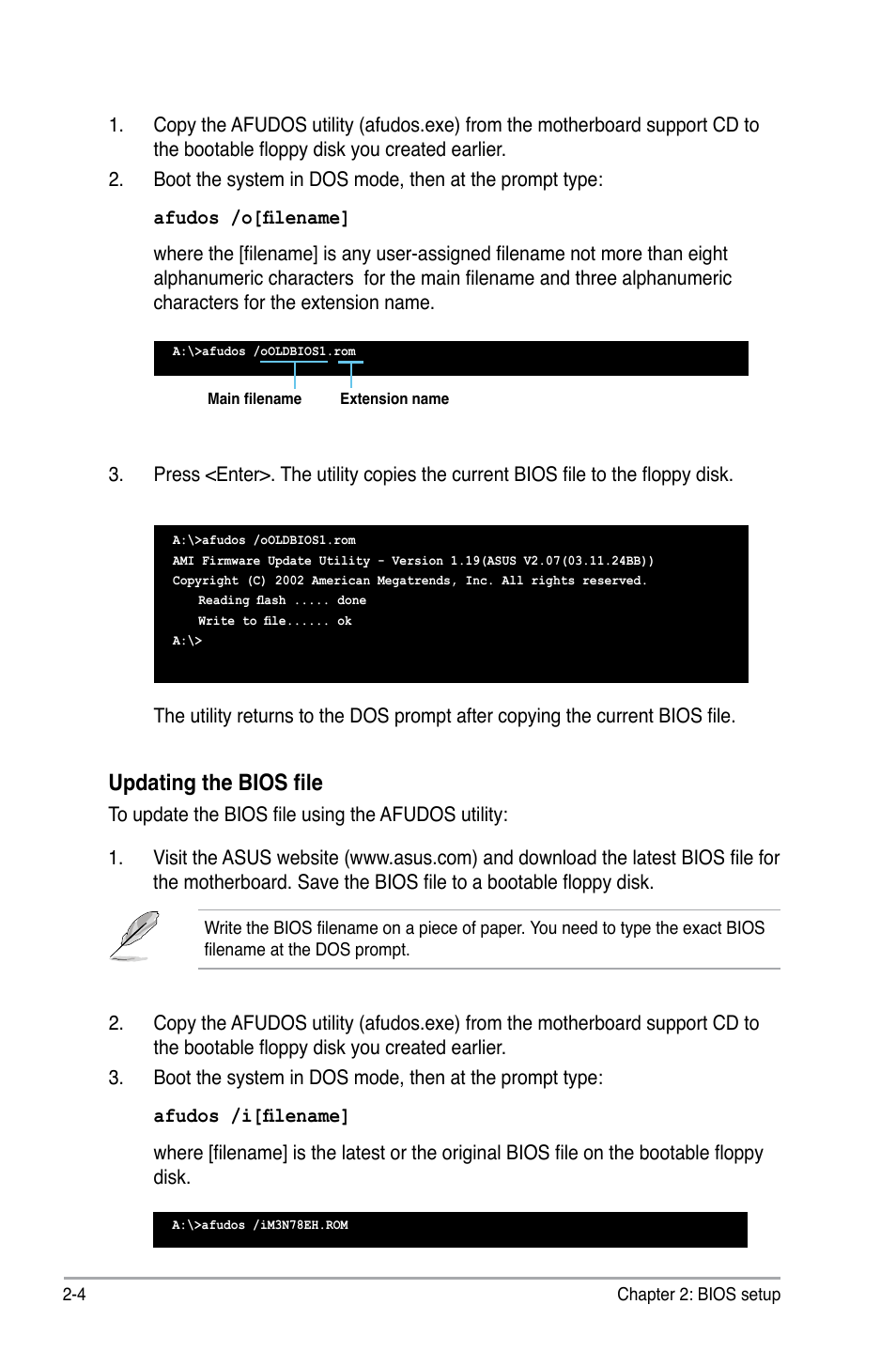 Updating the bios file | Asus M3N78-EH User Manual | Page 48 / 94