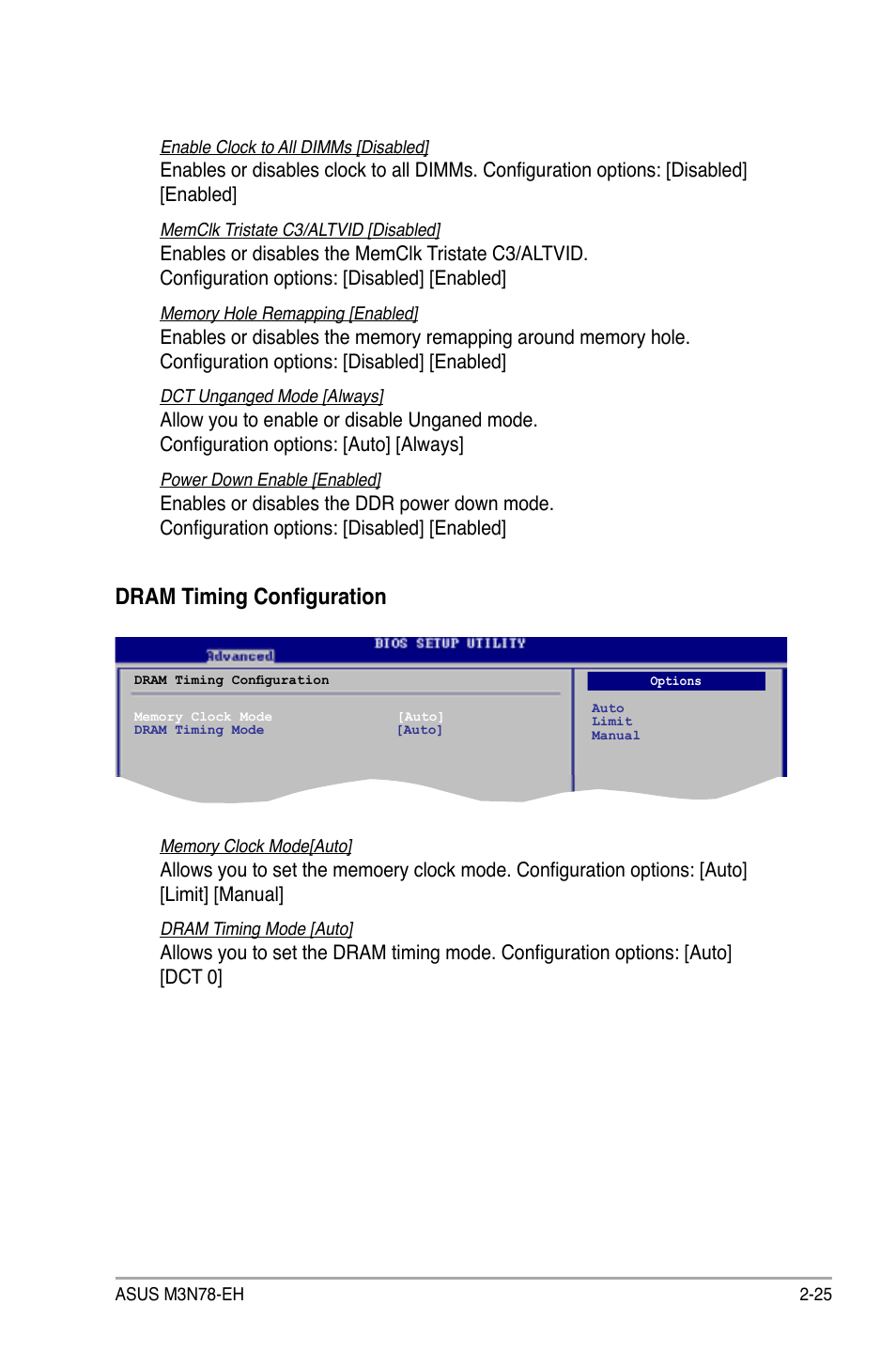 Dram timing configuration | Asus M3N78-EH User Manual | Page 69 / 94