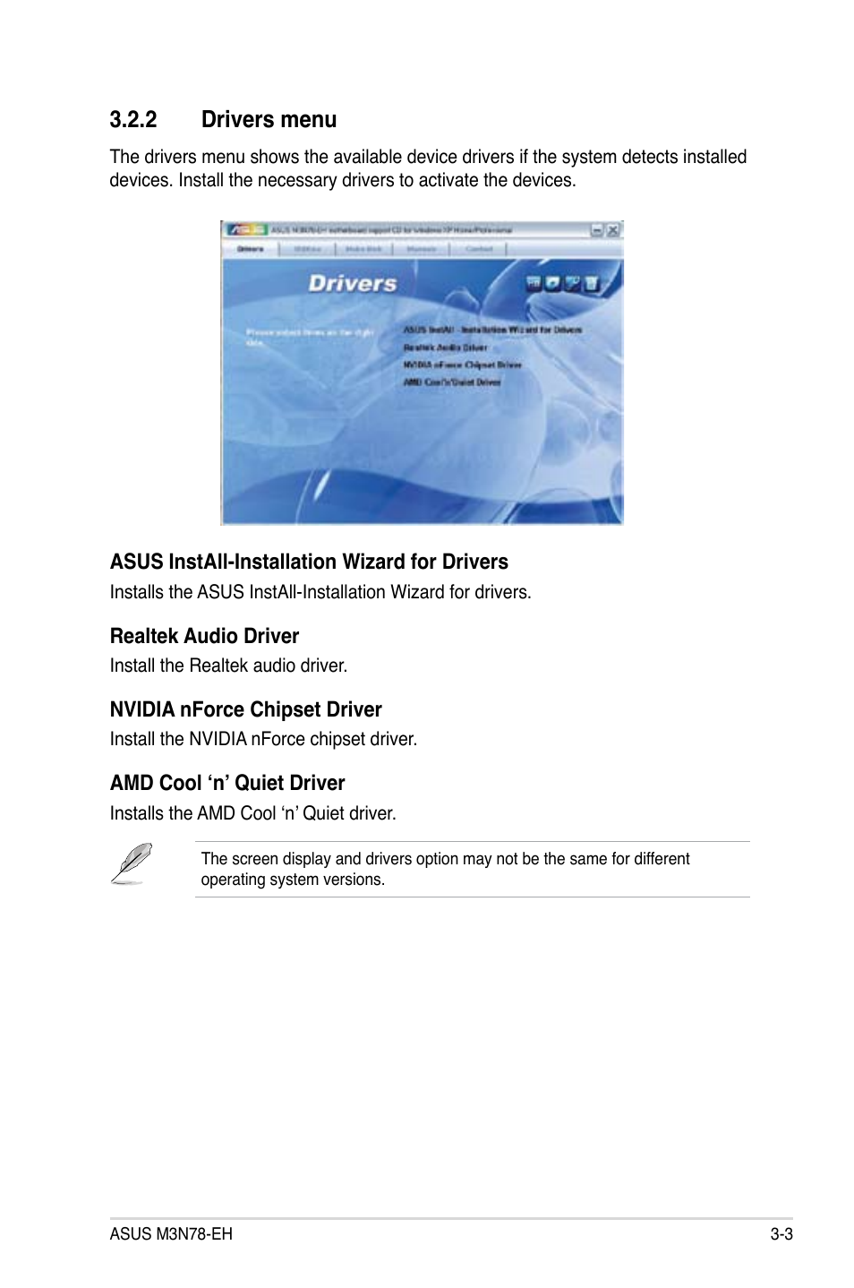 2 drivers menu | Asus M3N78-EH User Manual | Page 87 / 94