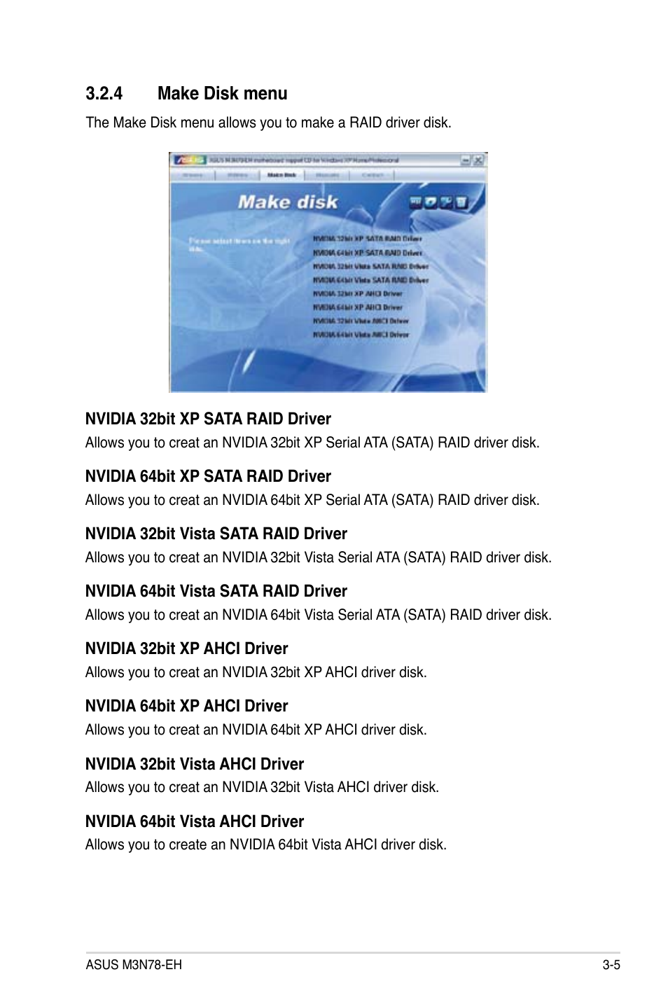 4 make disk menu | Asus M3N78-EH User Manual | Page 89 / 94