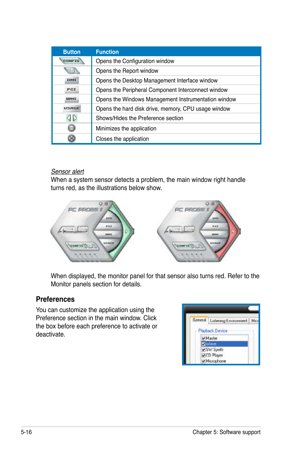 Preferences | Asus P5KC User Manual | Page 126 / 154