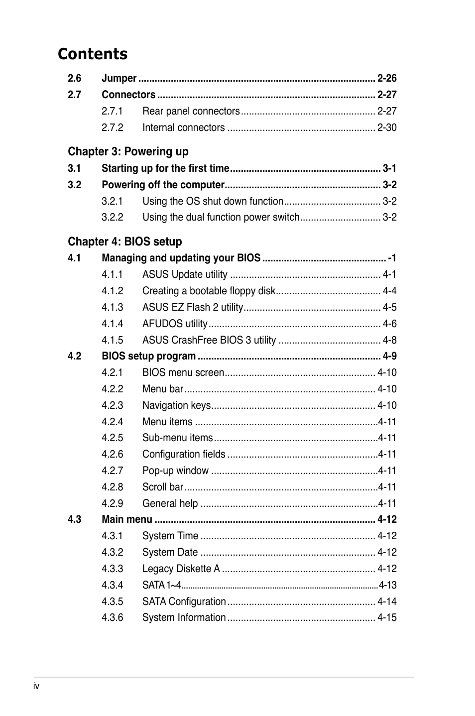 Asus P5KC User Manual | Page 4 / 154