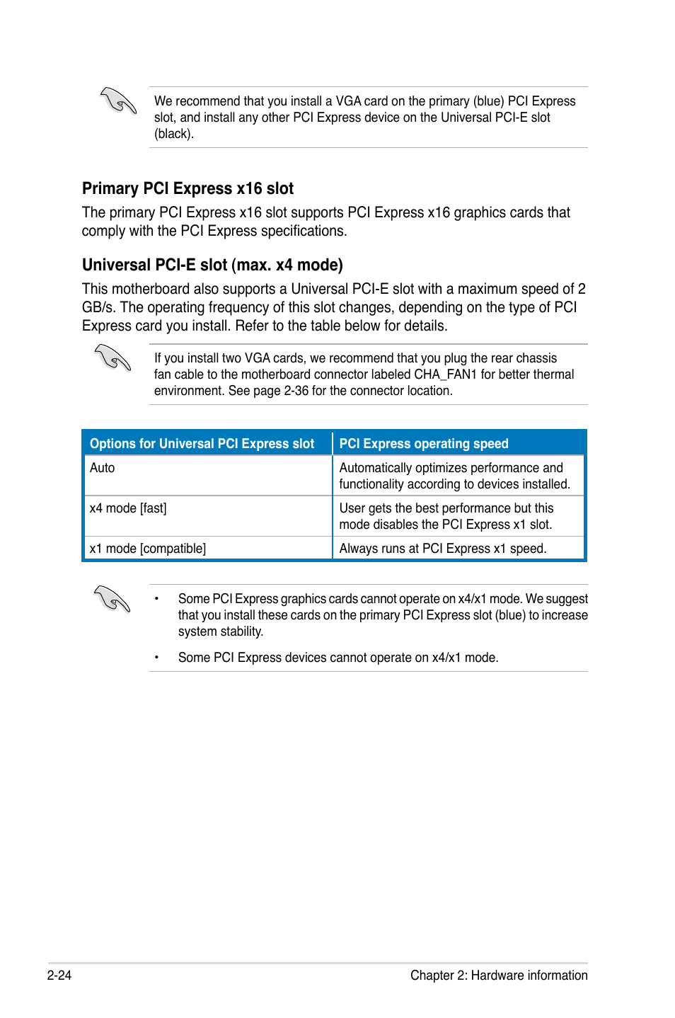 Primary pci express x16 slot, Universal pci-e slot (max. x4 mode) | Asus P5KC User Manual | Page 48 / 154