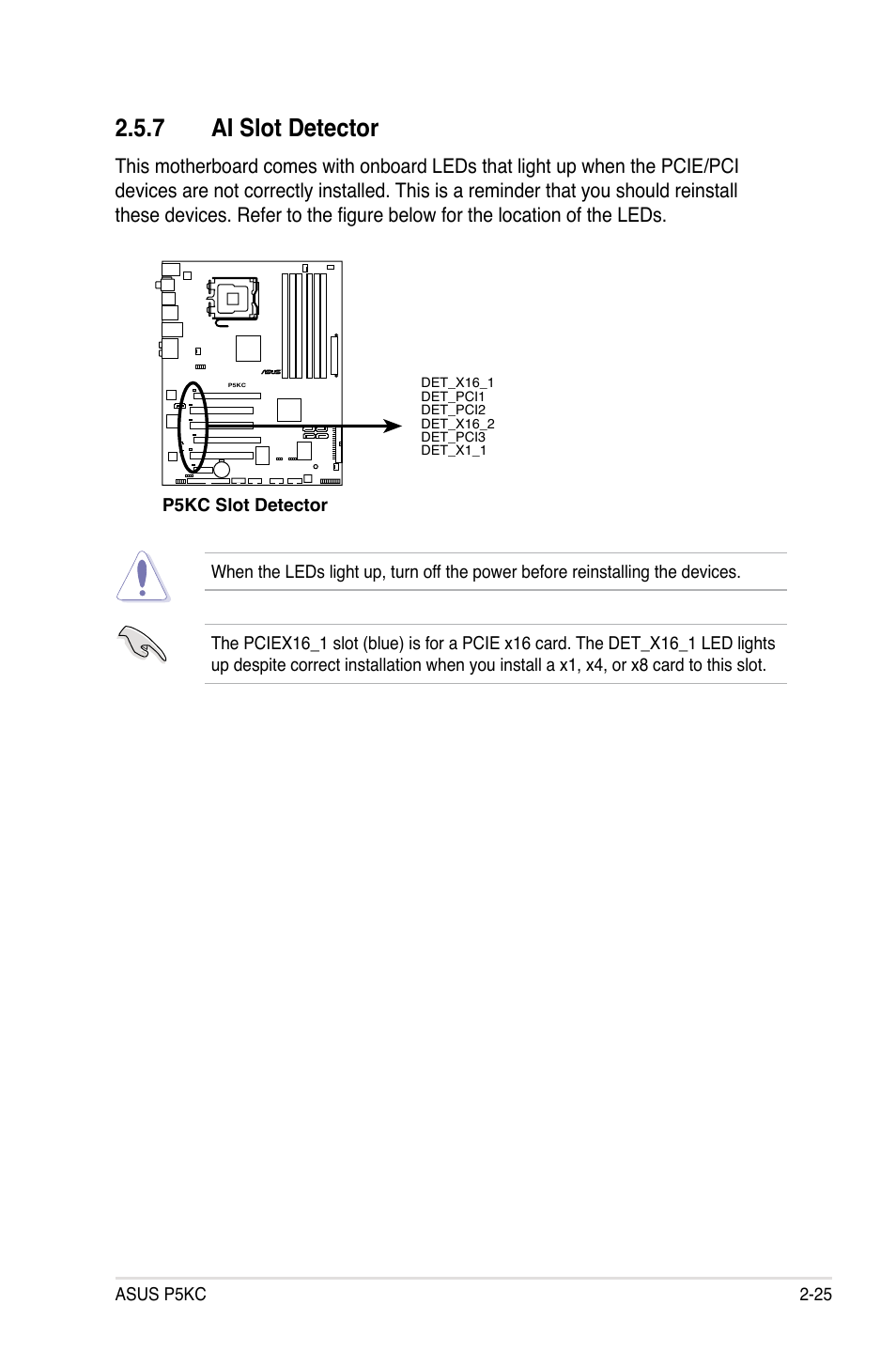 7 ai slot detector | Asus P5KC User Manual | Page 49 / 154