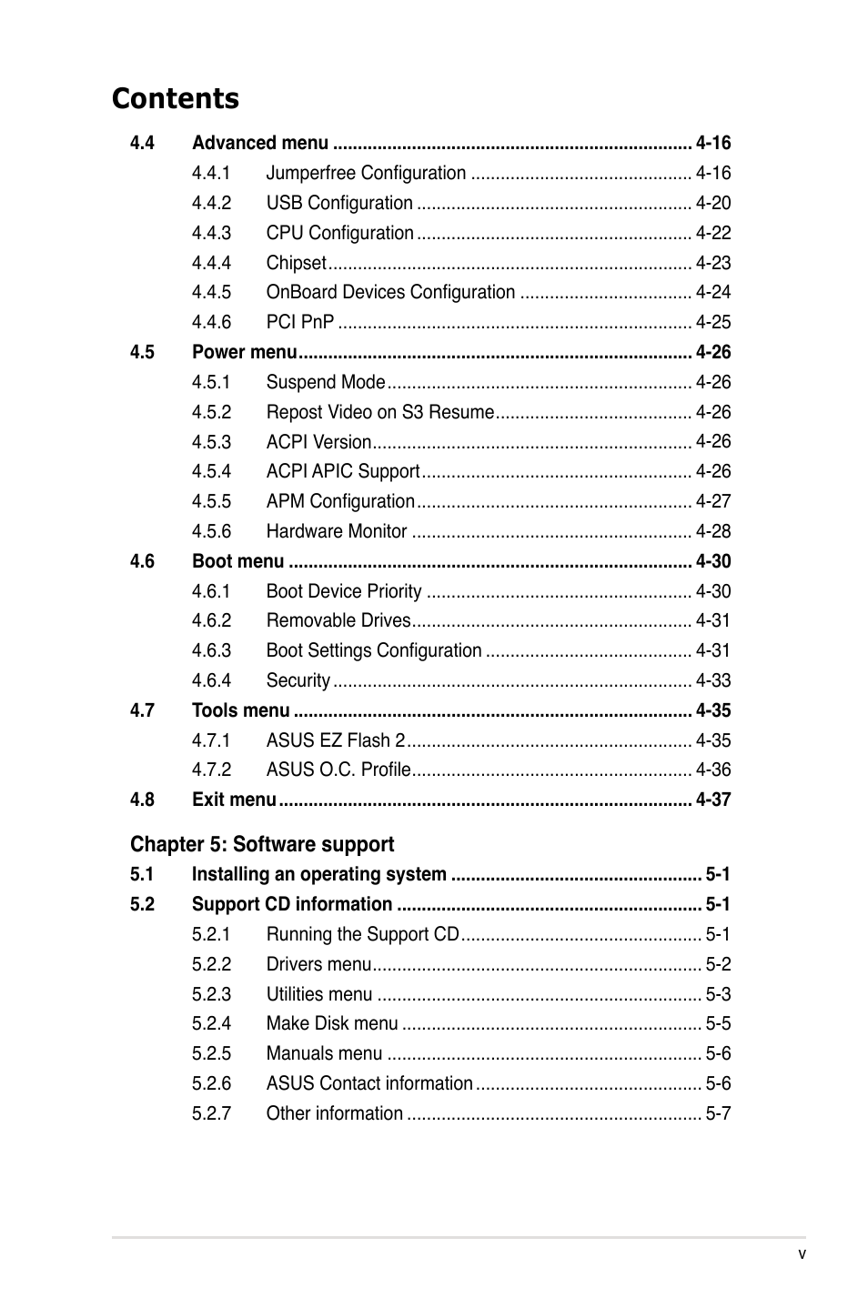 Asus P5KC User Manual | Page 5 / 154