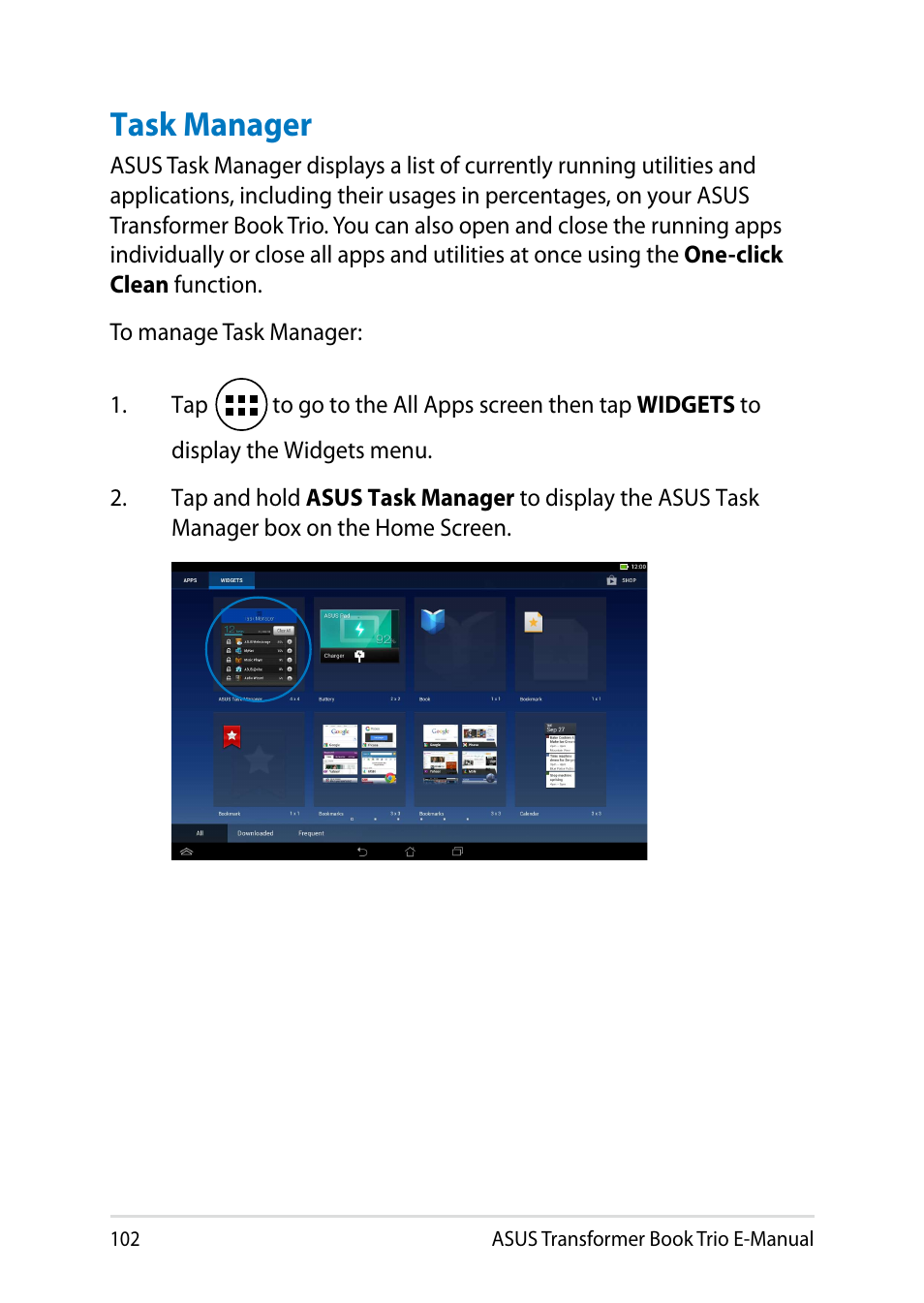 Task manager, 10 asus transformer book trio e-manual | Asus TX201LA User Manual | Page 102 / 154