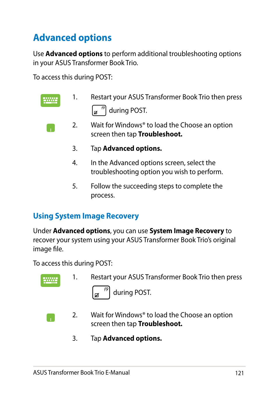 Advanced options | Asus TX201LA User Manual | Page 121 / 154