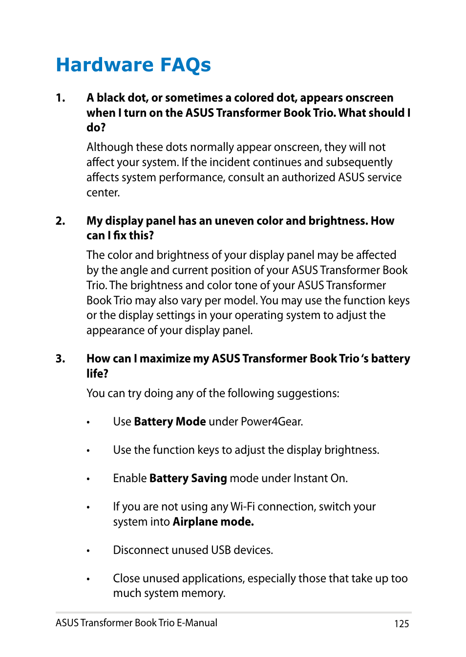 Hardware faqs | Asus TX201LA User Manual | Page 125 / 154