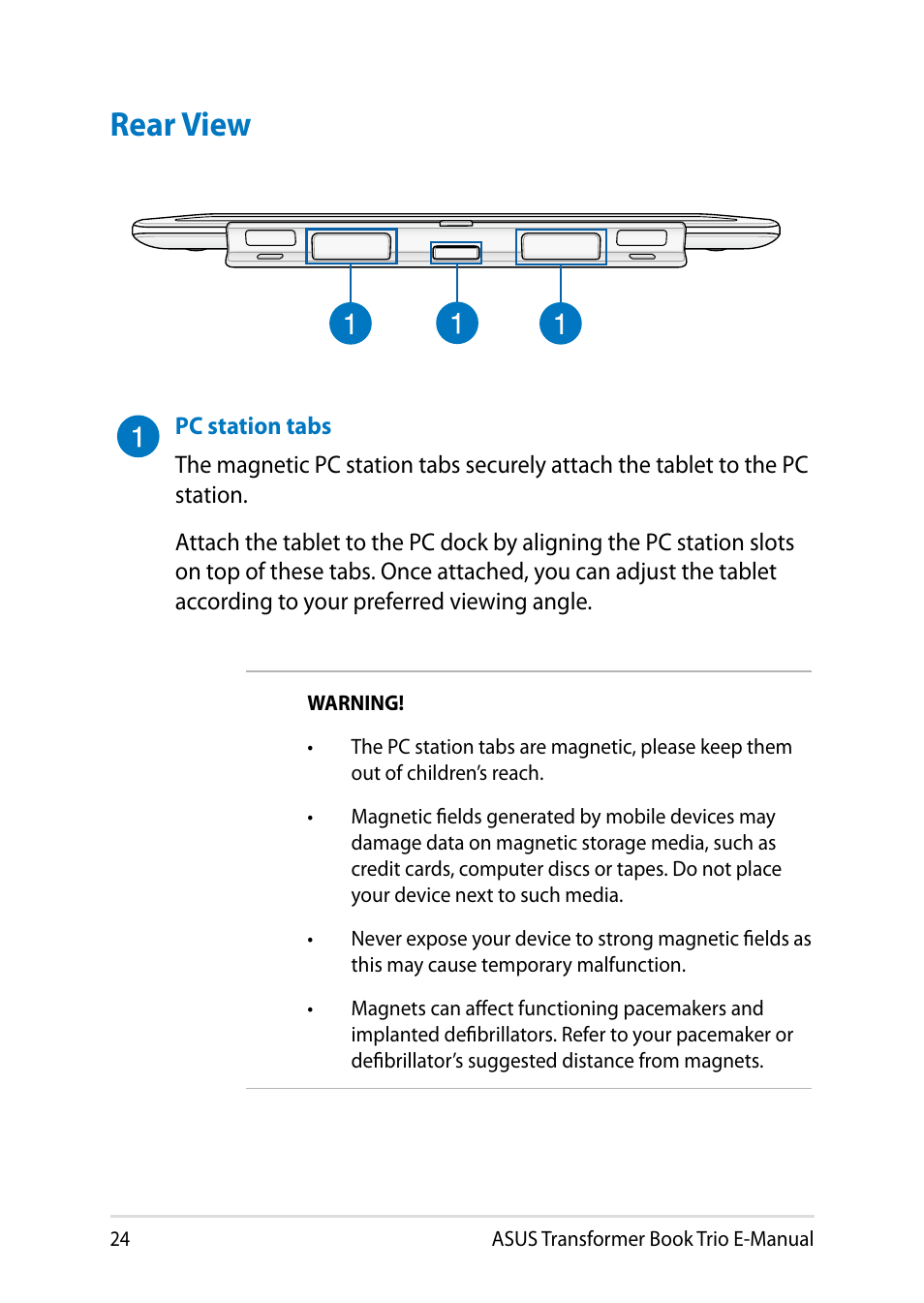 Rear view | Asus TX201LA User Manual | Page 24 / 154