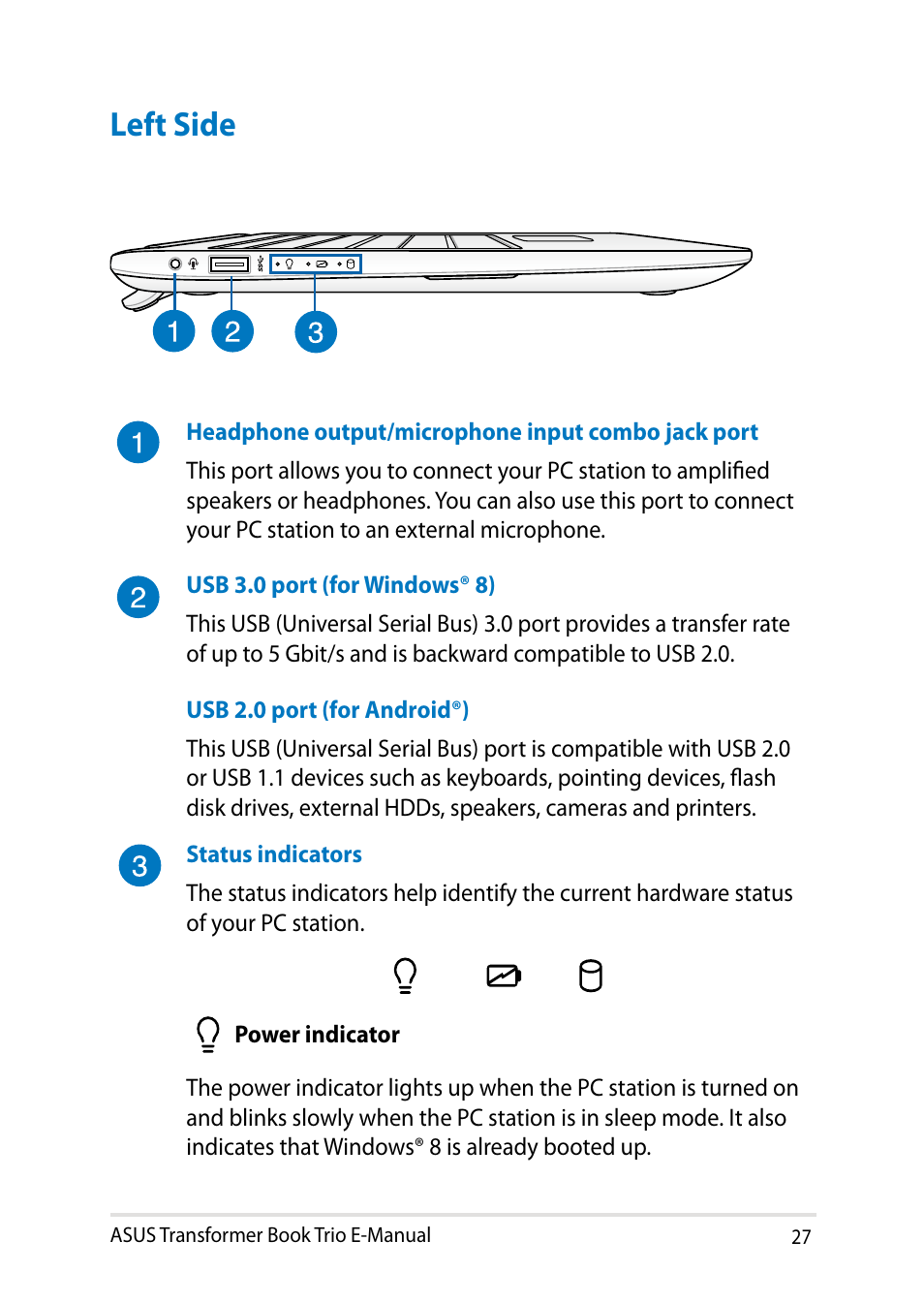 Left side | Asus TX201LA User Manual | Page 27 / 154