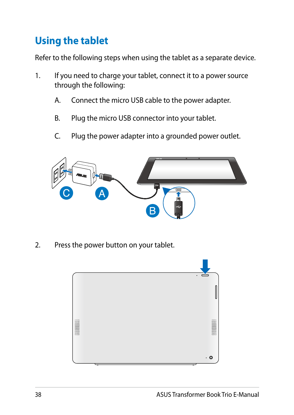 Using the tablet | Asus TX201LA User Manual | Page 38 / 154