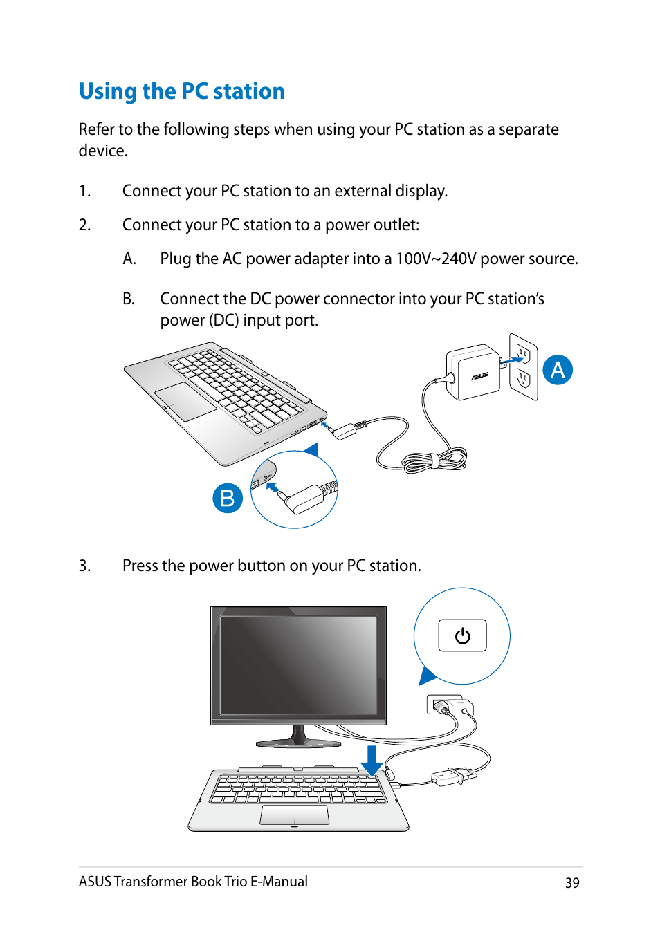 Using the pc station | Asus TX201LA User Manual | Page 39 / 154