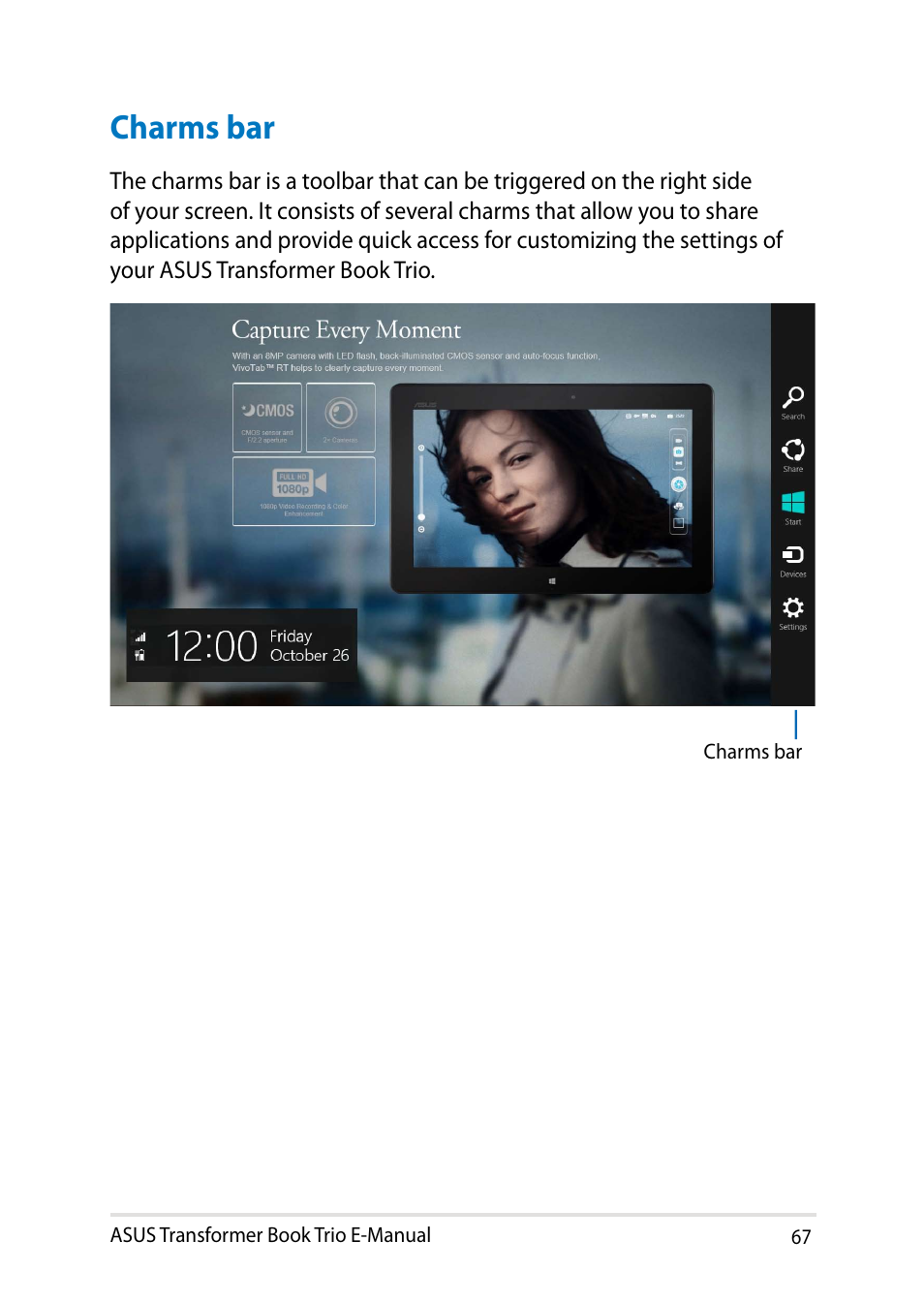 Charms bar | Asus TX201LA User Manual | Page 67 / 154