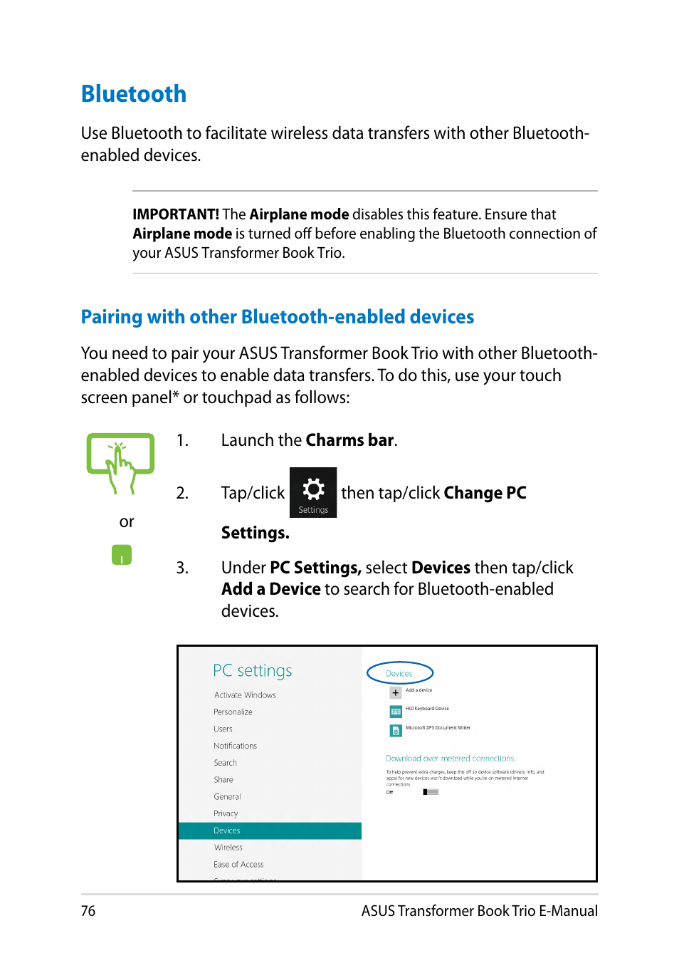 Bluetooth | Asus TX201LA User Manual | Page 76 / 154