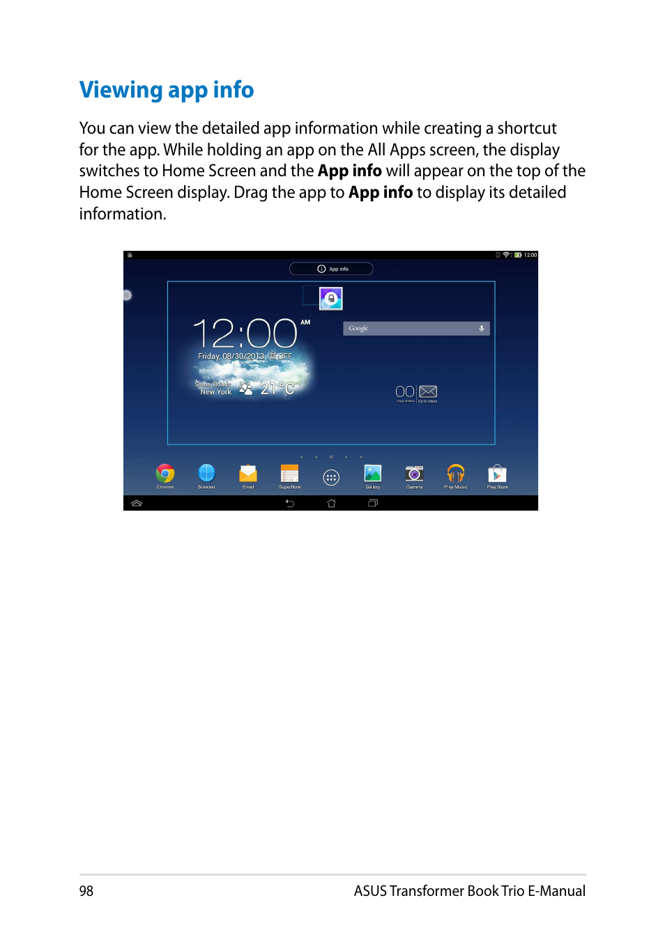 Viewing app info | Asus TX201LA User Manual | Page 98 / 154