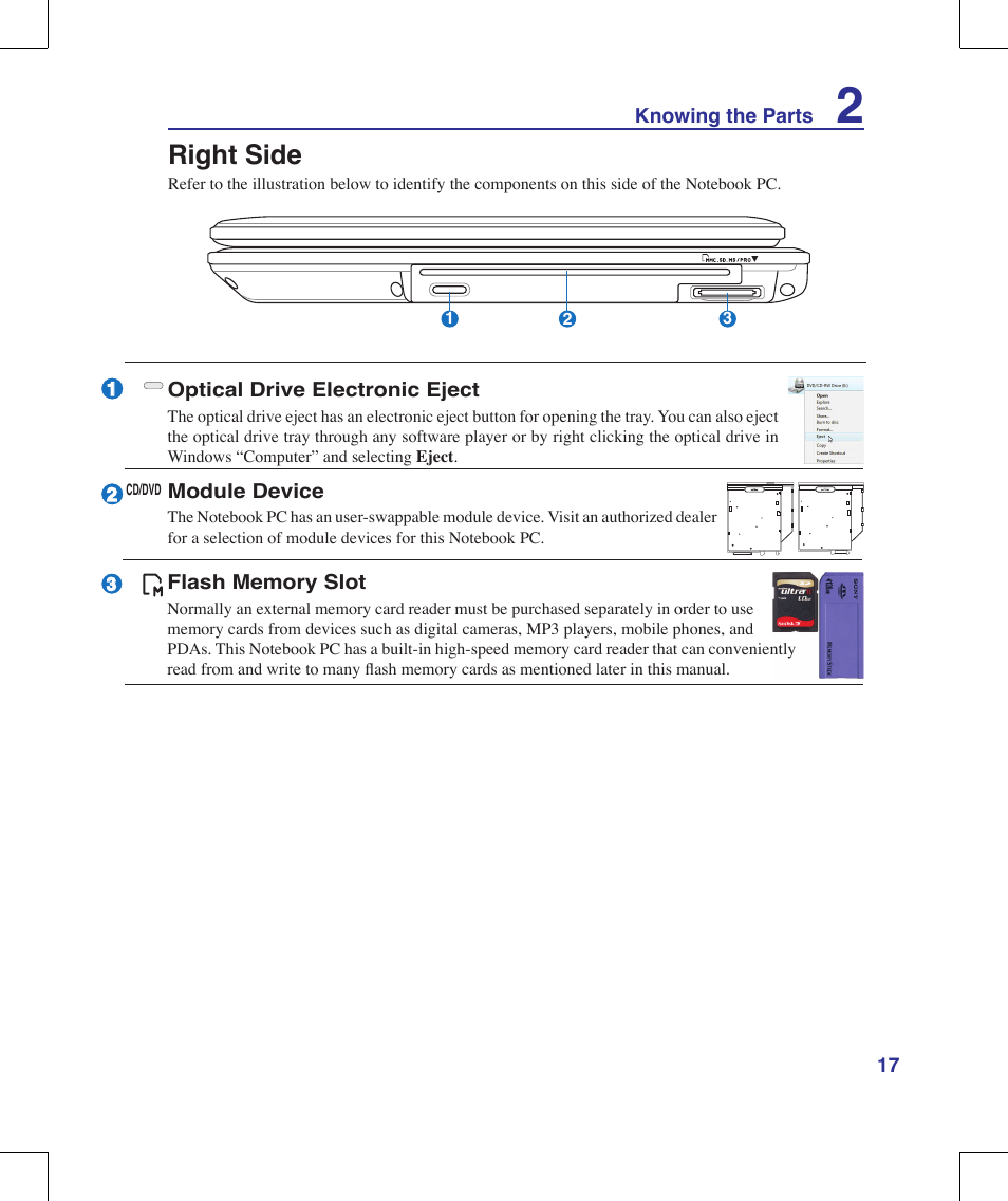 Right side | Asus R1E User Manual | Page 17 / 74