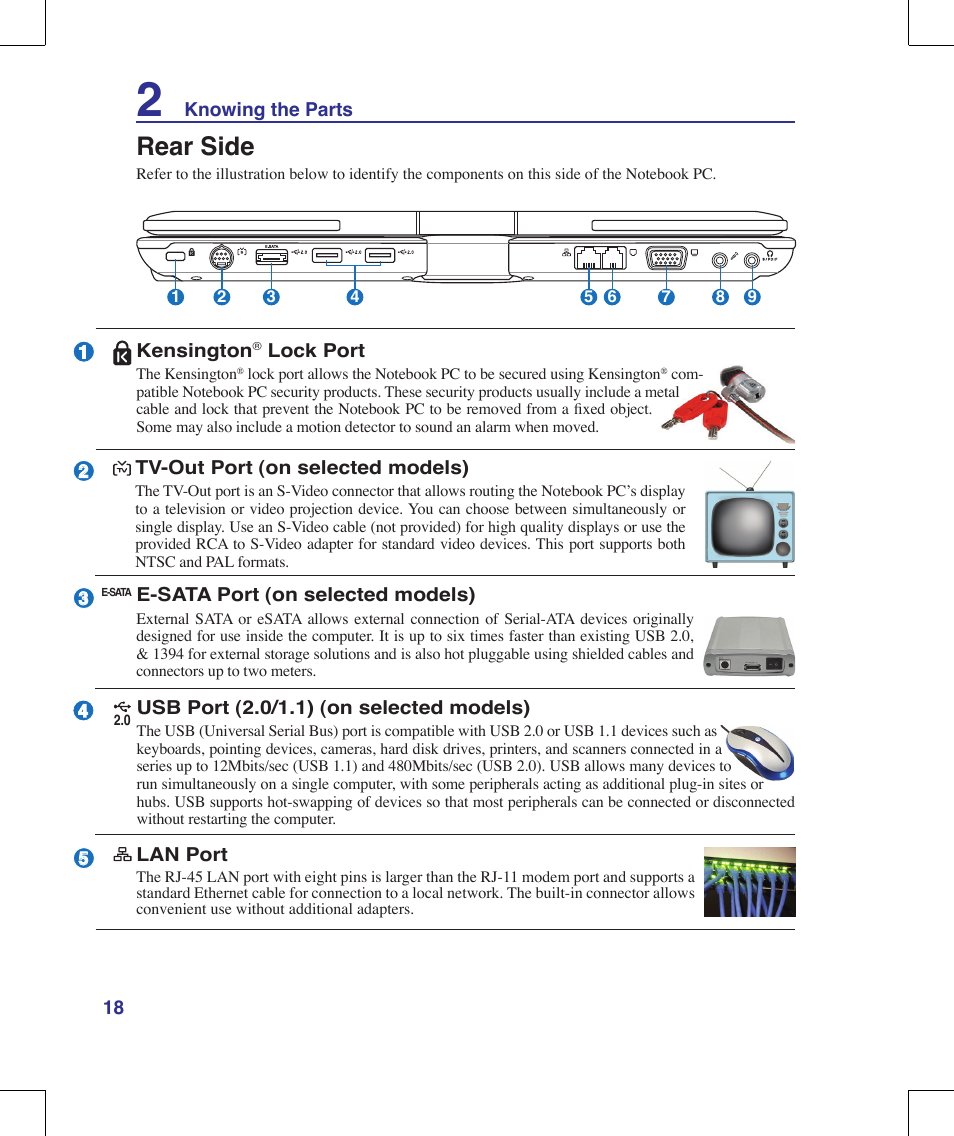 Rear side | Asus R1E User Manual | Page 18 / 74