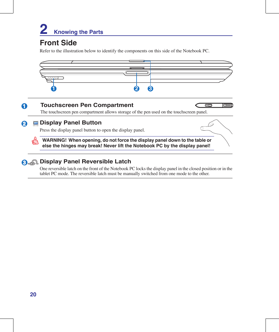 Front side | Asus R1E User Manual | Page 20 / 74