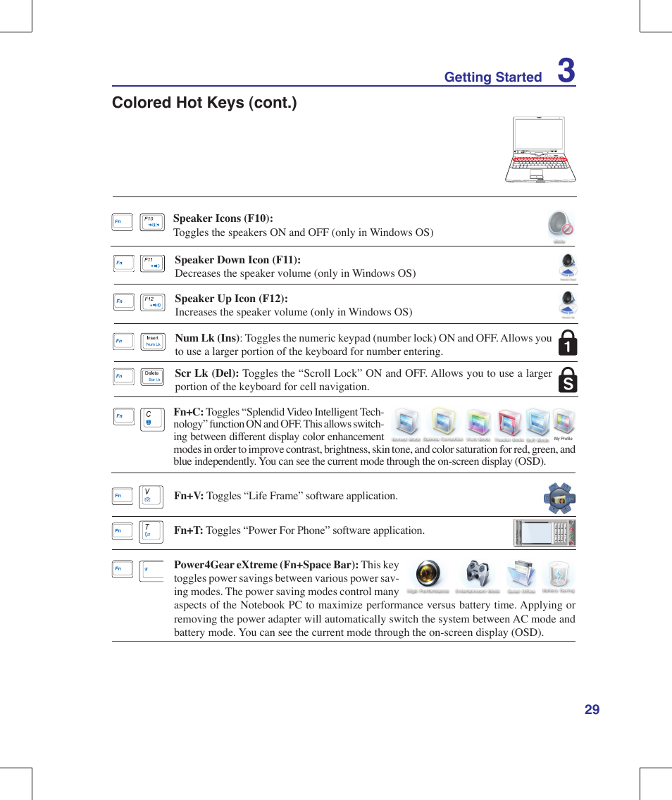 Colored hot keys (cont.) | Asus R1E User Manual | Page 29 / 74