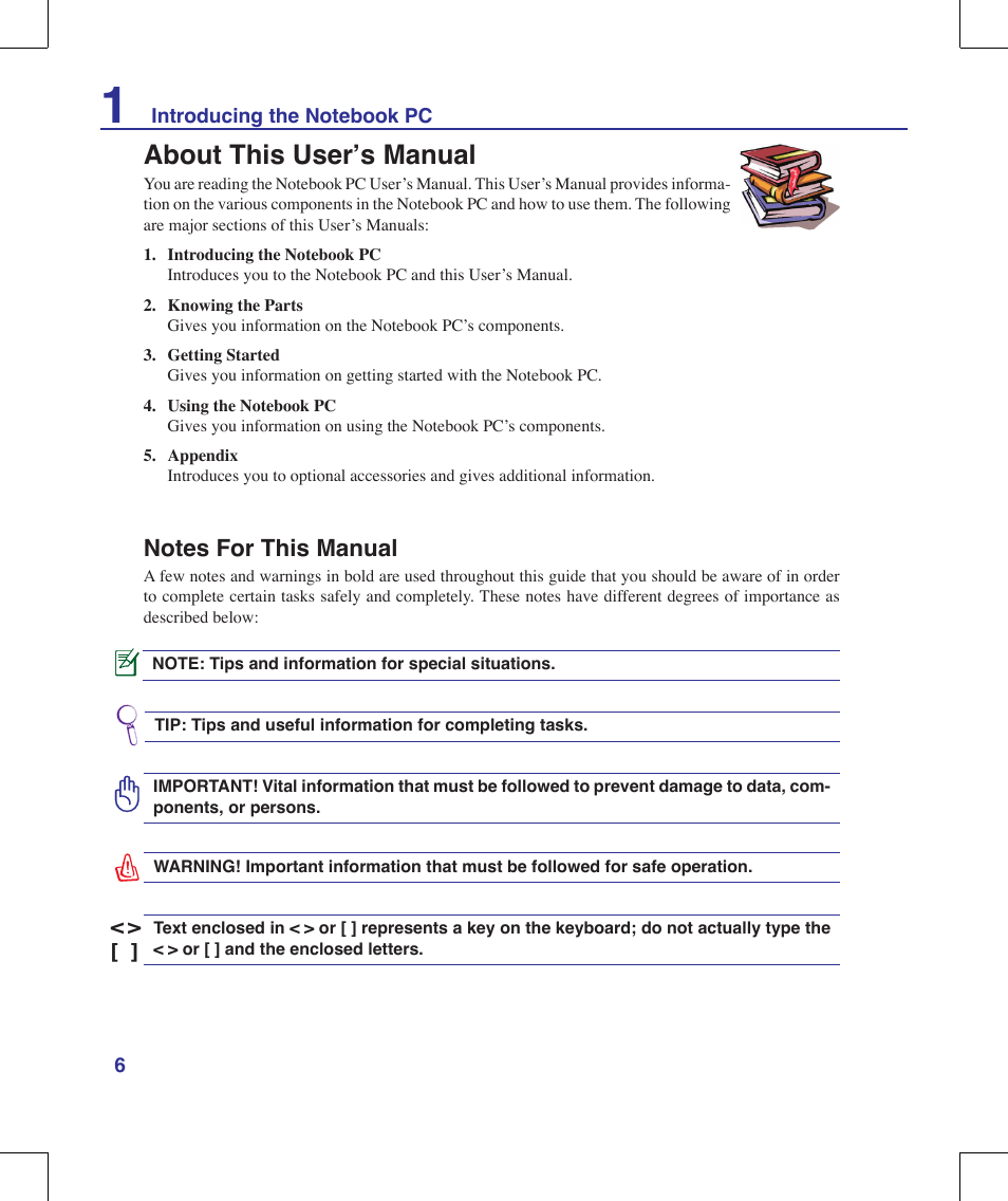 About this user’s manual | Asus R1E User Manual | Page 6 / 74