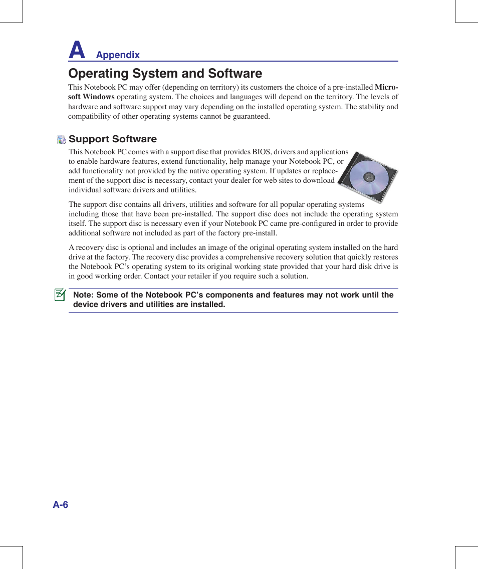 Operating system and software | Asus R1E User Manual | Page 66 / 74