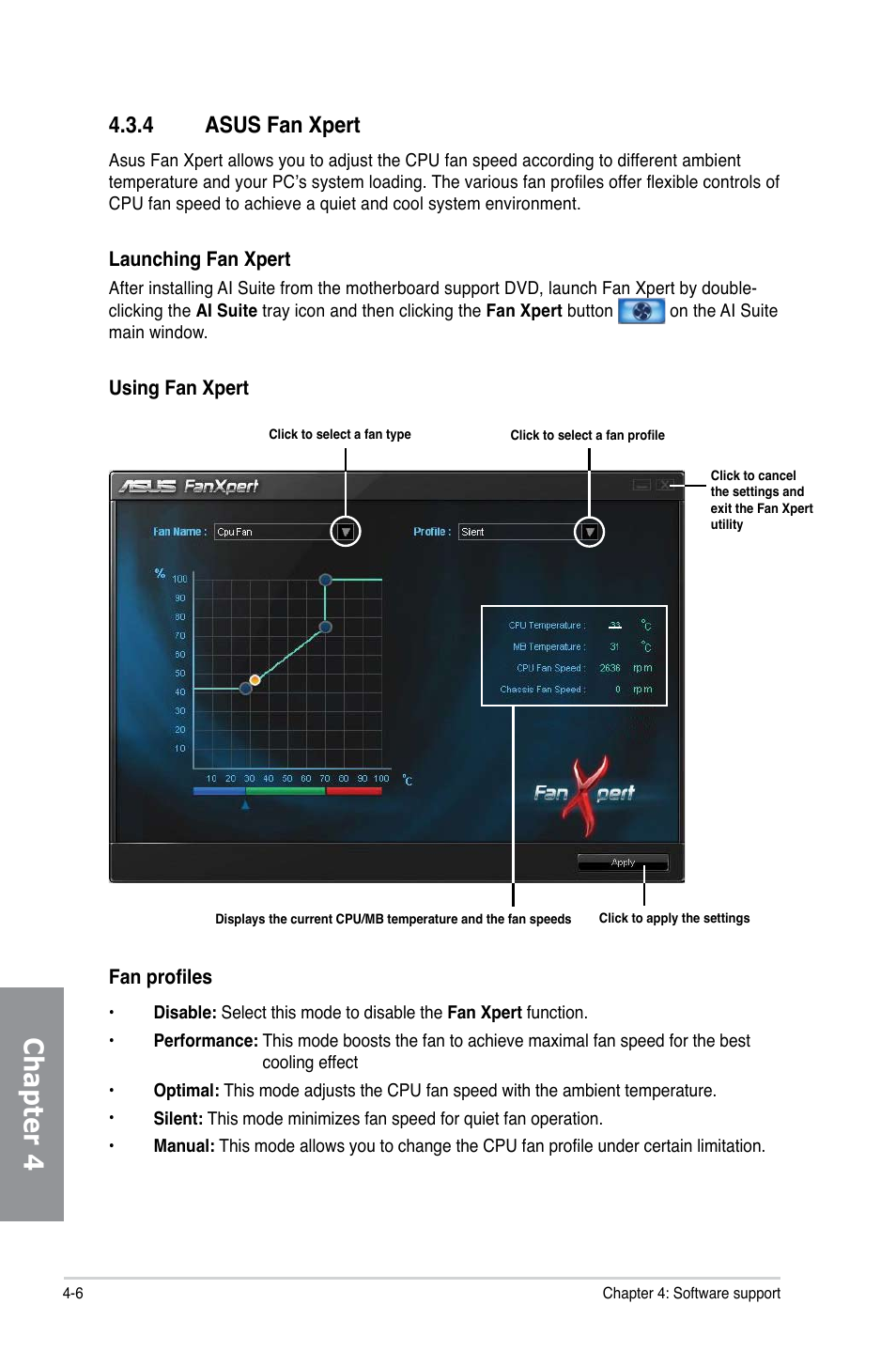 4 asus fan xpert, Asus fan xpert -6, Chapter 4 | Asus M4A88TD-M/USB3 User Manual | Page 102 / 124