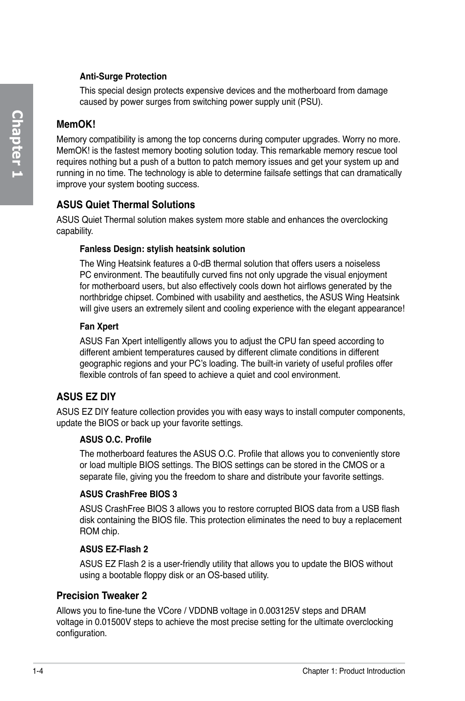 Chapter 1 | Asus M4A88TD-M/USB3 User Manual | Page 18 / 124