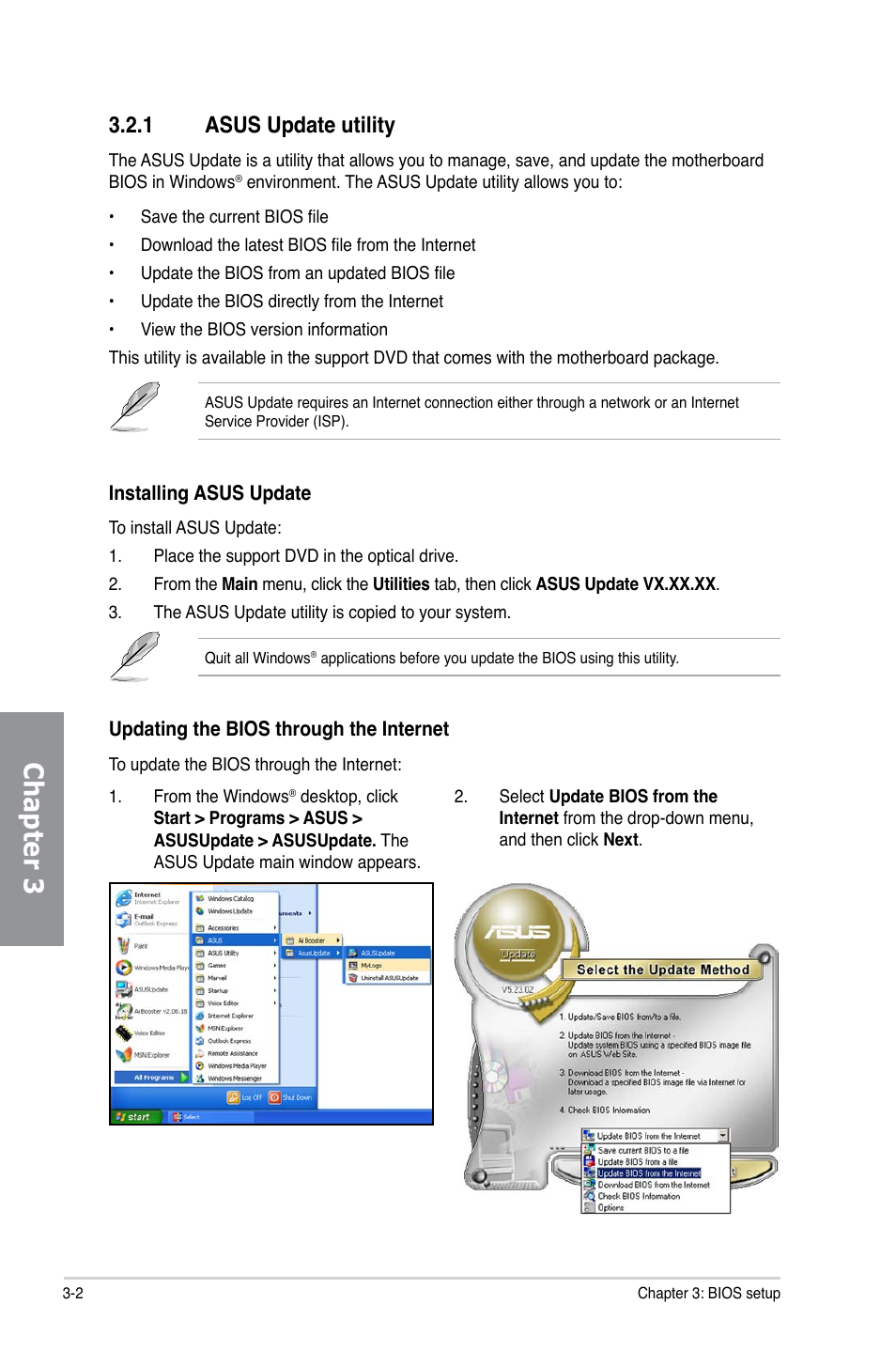 1 asus update utility, Asus update utility -2, Chapter 3 | Asus M4A88TD-M/USB3 User Manual | Page 58 / 124