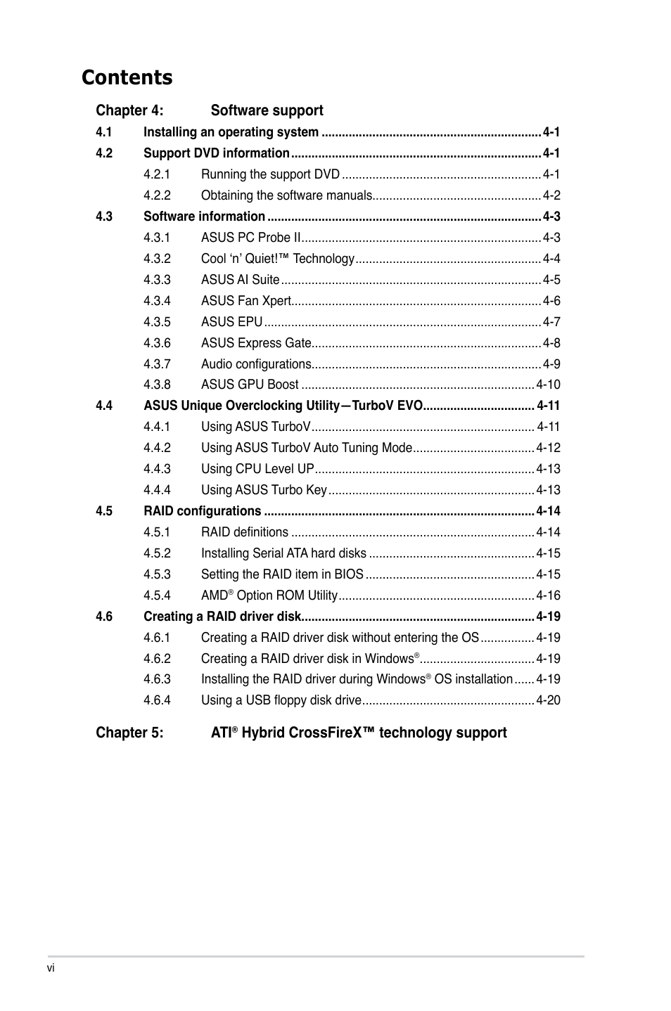 Asus M4A88TD-M/USB3 User Manual | Page 6 / 124