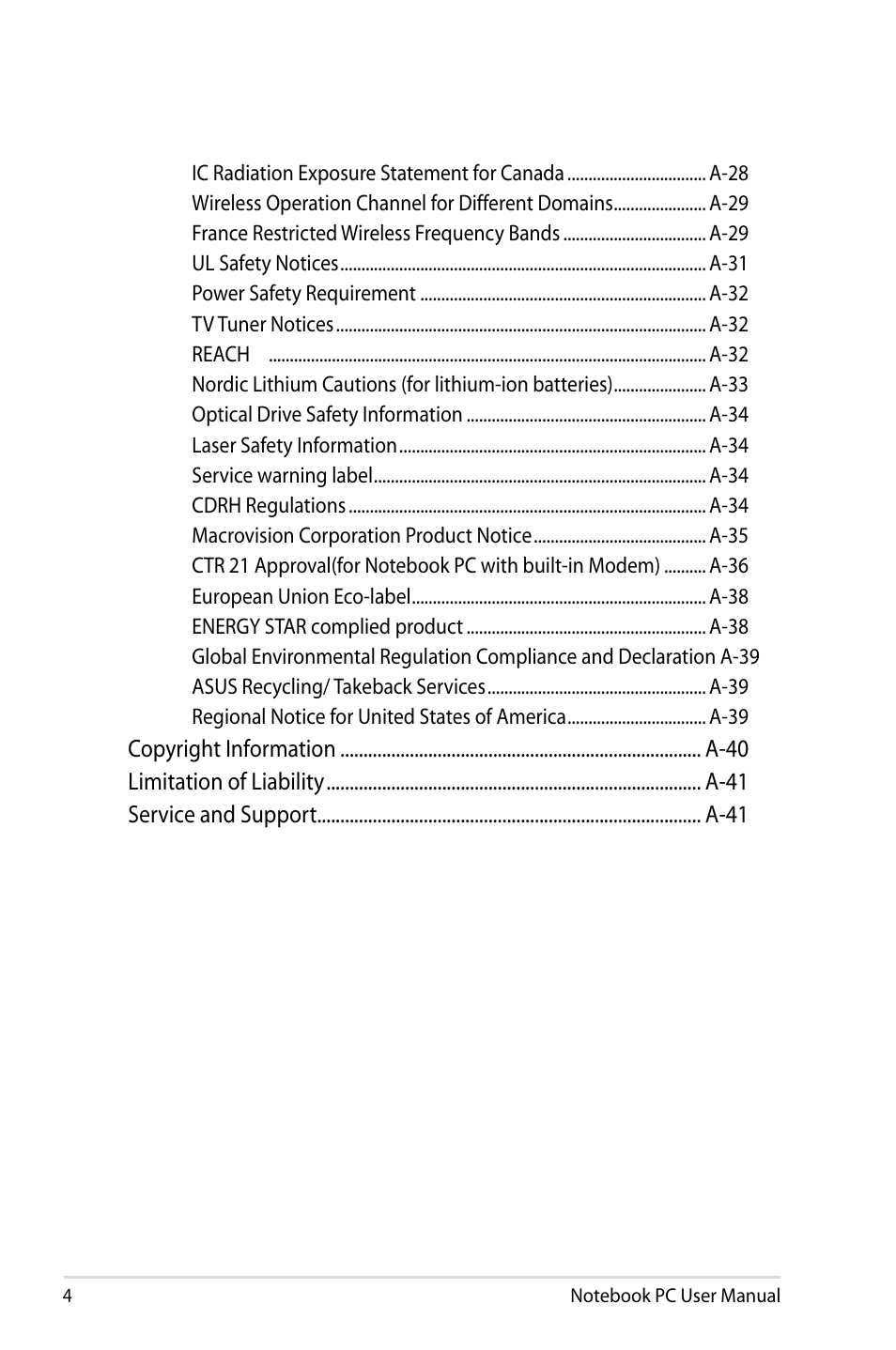 Asus R900VB User Manual | Page 4 / 122