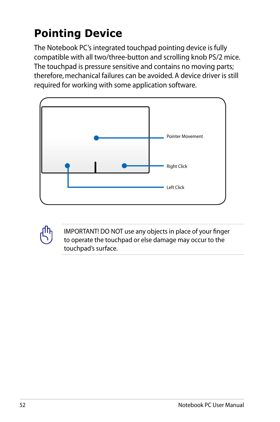 Pointing device | Asus R900VB User Manual | Page 52 / 122