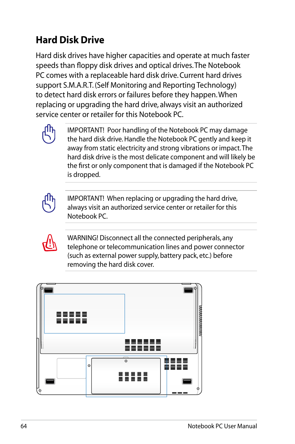 Hard disk drive | Asus R900VB User Manual | Page 64 / 122