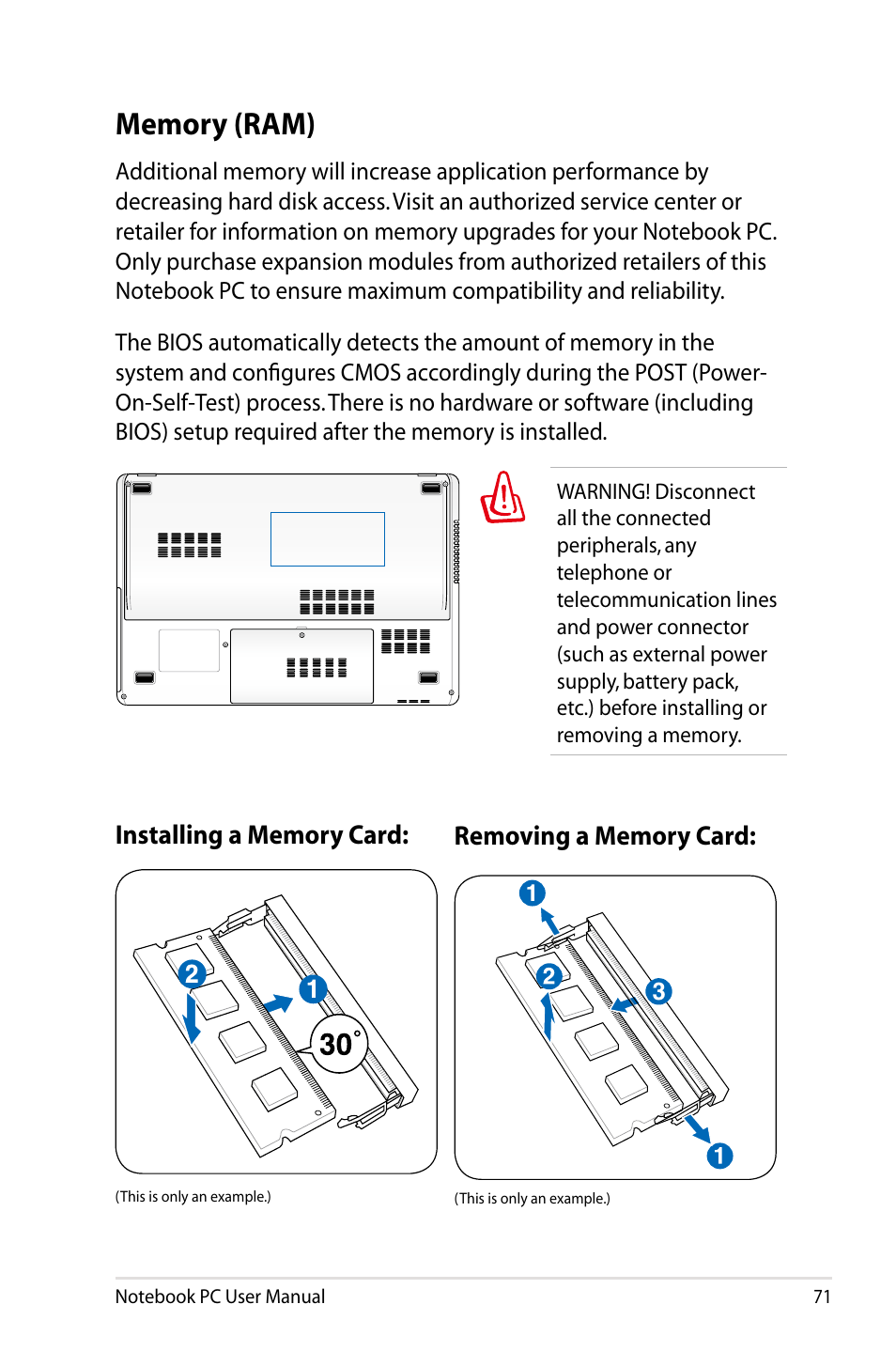 Memory (ram) | Asus R900VB User Manual | Page 71 / 122