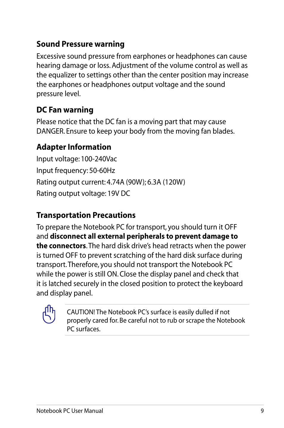 Asus R900VB User Manual | Page 9 / 122