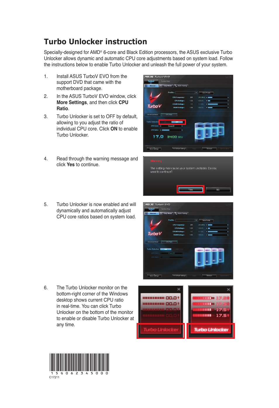 Turbo unlocker instruction | Asus M4A89TD PRO/USB3 User Manual | Page 2 / 2