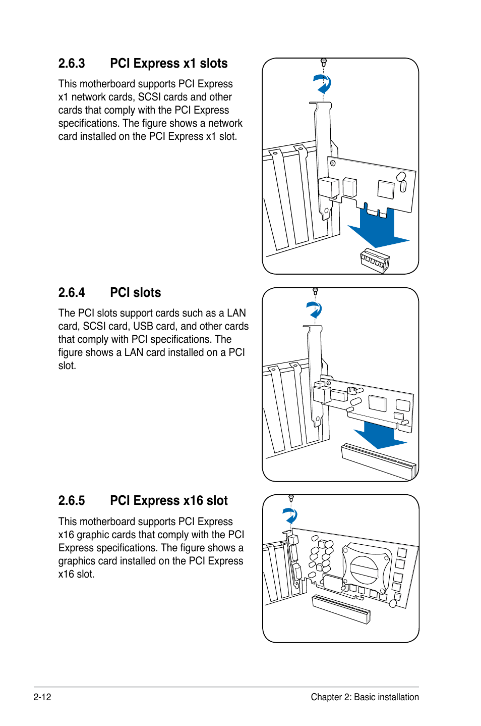 3 pci express x1 slots, 4 pci slots, 5 pci express x16 slot | Pci express x1 slots -12, Pci slots -12, Pci express x16 slot -12 | Asus BA5120 User Manual | Page 26 / 42