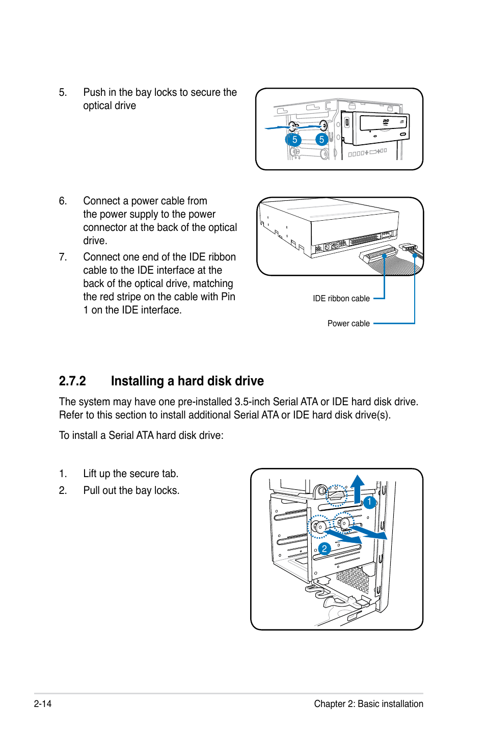 2 installing a hard disk drive, Installing a hard disk drive -14 | Asus BA5120 User Manual | Page 28 / 42