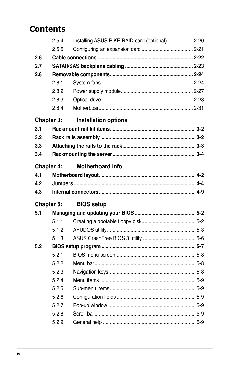 Asus RS160-E5 User Manual | Page 4 / 164