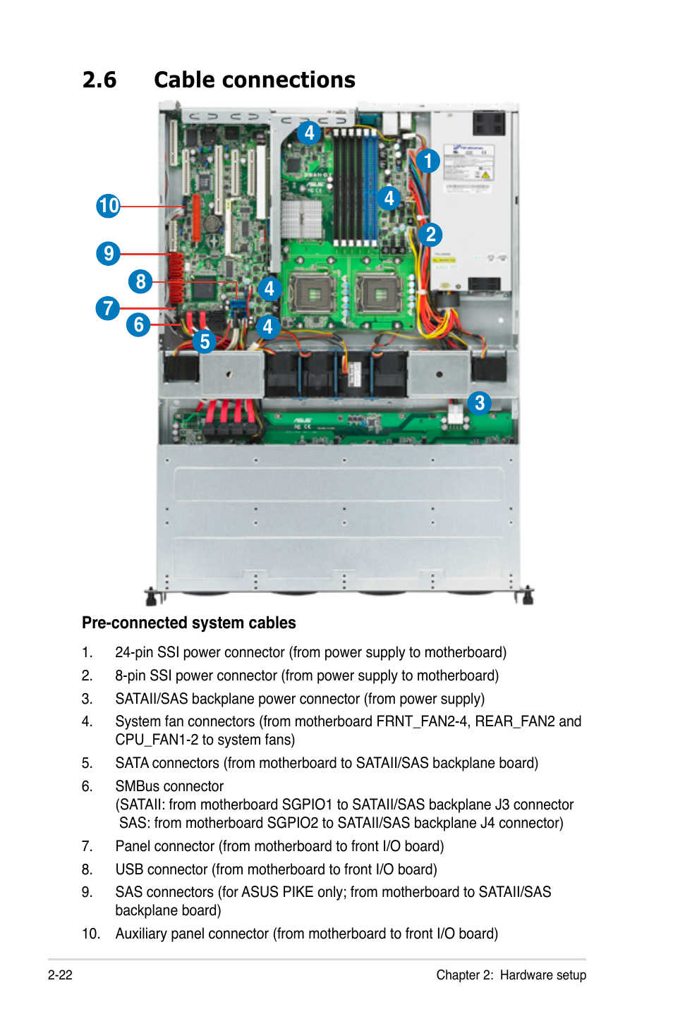 6 cable connections, Cable connections -22 | Asus RS160-E5 User Manual | Page 40 / 164
